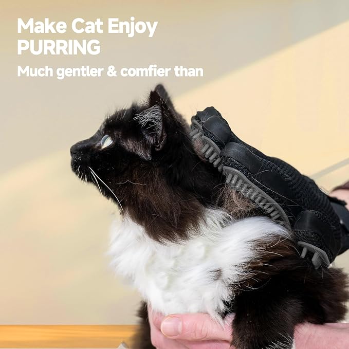 Cat & Dog Grooming Gloves for Shedding - Efficient Deshedding Pet Grooming Gloves 2-in-1 Deshedding Brush & Massage Mitt-Safe for Dogs & Cats (1 Pair Gray)