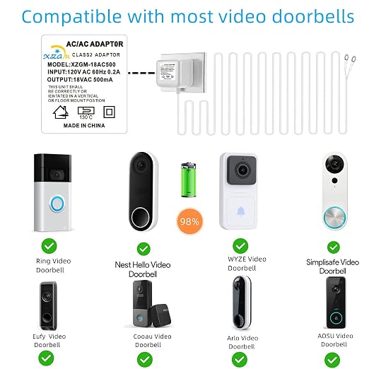 XZGm18V500MA doorbell Power Adapter, Video doorbell Special Power Transformer