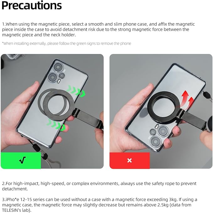 TELESIN Magnetic Neck Mount for Phones, Neck Cell Phone Holder POV/Vlog Selfie