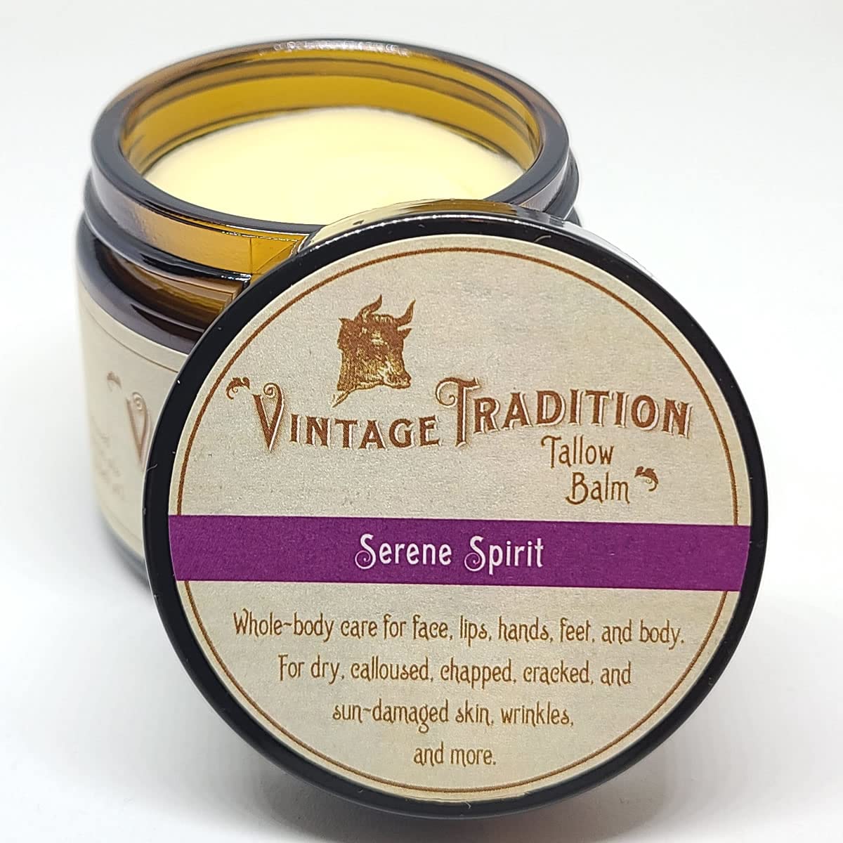 Vintage Tradition Beef Tallow All Purpose Balm - Healing, Hydrating Fragrant Forest Skin Care Salve Replaces Body Lotion, Hand C