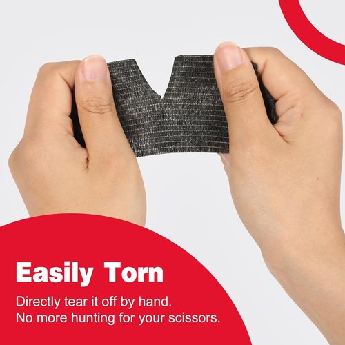 AZEN Self-Adhesive Bandage Wrap - 8 Pack, 2" X 5 Yards, Elastic Cohesive Tape in Black for Athletic Use | Vet & Tattoo Grip