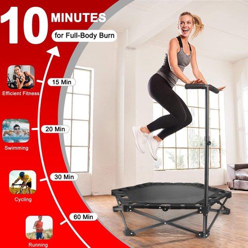 Foldable Mini Trampoline - 42" Rebounder for Adults & Kids | One-Step Fold & Open, 450lbs Capacity
