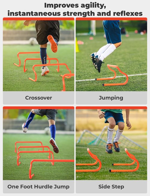 GHB Agility Hurdles 8" Speed Agility Training Hurdles, Detachable Sturdy Hurdles Training Equipment Set with Carry Bag for Kids,Athletes,Soccer,Basketball (17 Pack)