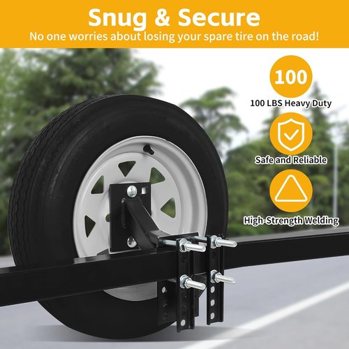 MaxxHaul Spare Tire Carrier Mount - Durable Bracket for 4 & 5 Lug Trailer Wheels | Utility Boat Trailer