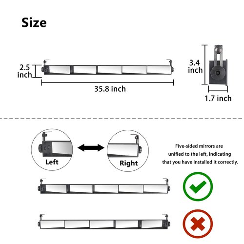 10L0L Universal Golf Cart 5 Panel Mirror for EZGO, Club Car, Wide Angle Rear View Blind Spot Wink Mirror, Compatible with Car SUV Van Truck, etc
