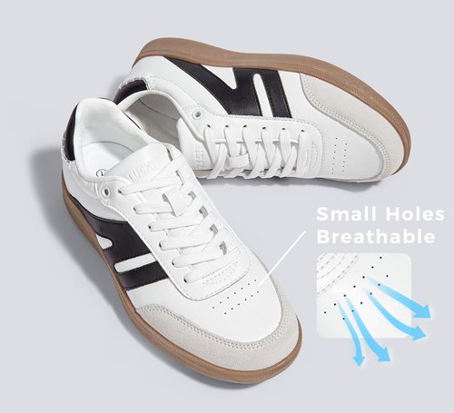 Lucky Step Women's Retro Gum Sole Sneakers - Genuine Leather Casual Tennis Shoes | Anti-Slip Walking Footwear
