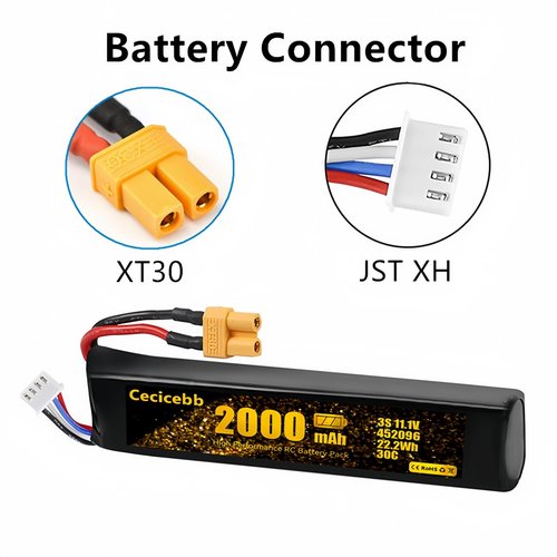 Cecicebb Airsoft Battery 11.1V 2000mAh 30C Rechargeable LiPo Battery with XT30 Connector for Airsoft Rifle