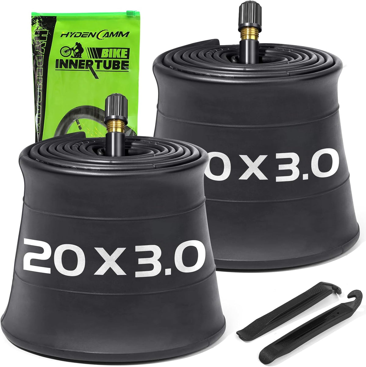 Skiennix Fat Tire Bike Inner Tubes - 20/26 X 3.0/3.5 with 32mm AV Schrader Valve & Tire Levers | 2/4 Pack
