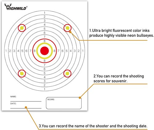 Highwild BB Trap Target - Airgun Compatible with 10 Paper Targets & 2 Spinner Targets | 7" X 9" Size