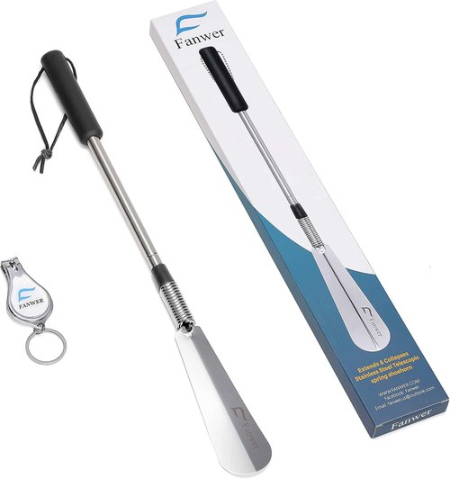 Fanwer Premium Shoe Lifter - Adjustable 16" to 31" Stainless Steel Telescopic Shoe Horn