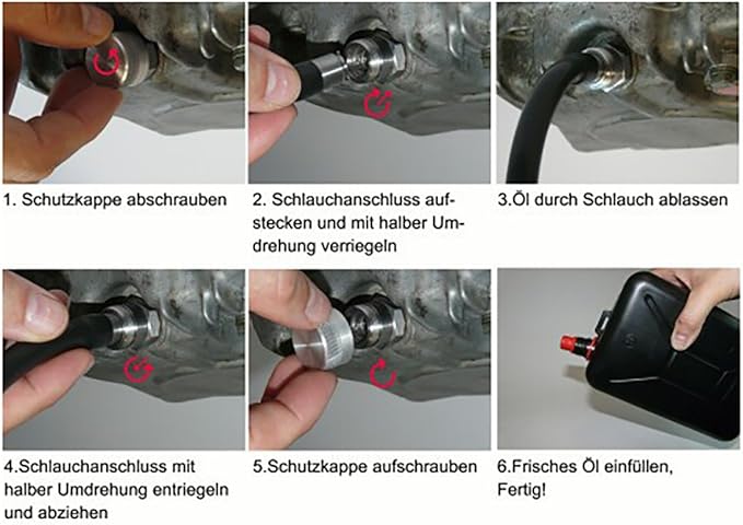 Stahlbus Oil Drain Valve Plug M24x2.0x12mm Steel - CLEAN, EASY, NO TOOL Oil Change - Includes Oil Drain Plug, Washer, Cap, Connector, Silicone Hose