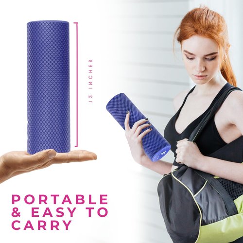 FitOn Recovery Foam Roller - High Density Muscle Massage Roller for Deep Tissue Relief | Compact 12"x4", Purple