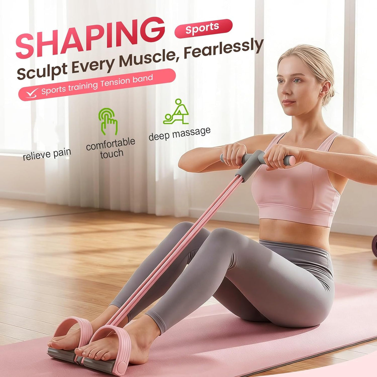Skiennix Pedal Resistance Bands - Multifunctional Elastic Yoga Bands with Handles | Ideal for Home Workouts