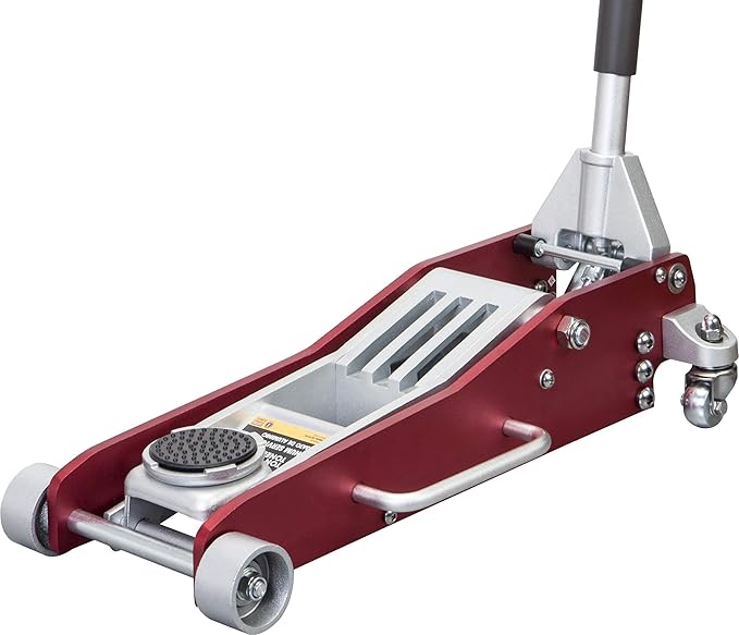 Torin 2.5 Ton Low Profile Aluminum/Steel Racing Floor Jack with Dual Piston Quick Lift Pump, 5521 lb Capacity, Lift Range 3.94"-18.31", SUV & Truck Compatible, Red