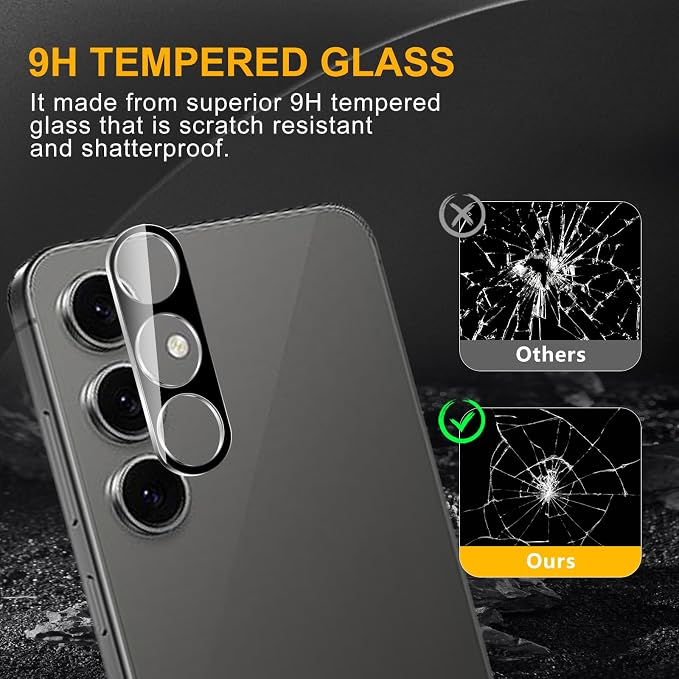 3 Pack Camera Lens Protector for Samsung Galaxy S24 Fe, Tempered Glass
