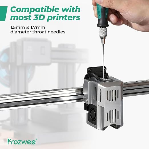 3D Printer Nozzle Cleaning Kit, 1.5mm & 1.7mm Extra-Long Stainless Steel Throat