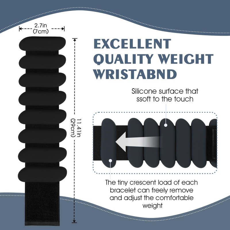 Wrist Weights Set of 2(1Lbs Each), Wearable Ankle Weights, Arm and Leg Weights for Women Men, Adjustable Bangles for Walking, Yoga, Swimming and Gym (Black)