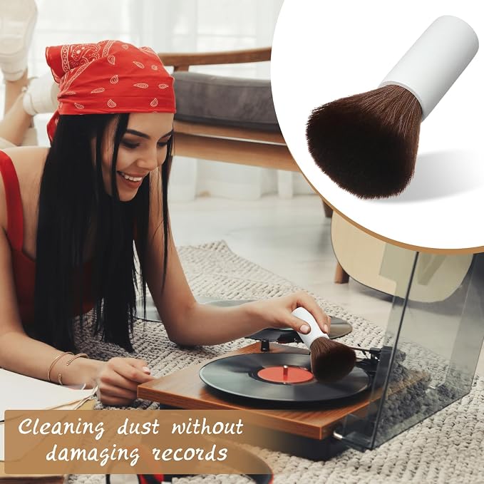 Ziliny 3 Pcs Vinyl Record Cleaning Brush Wooden Anti Static Dust Record Vinyl