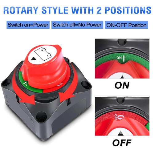 Nilight Heavy Duty Battery Switch - 12V/24V/48V 275A On/Off Power Cut Isolator for Truck, RV, Boat