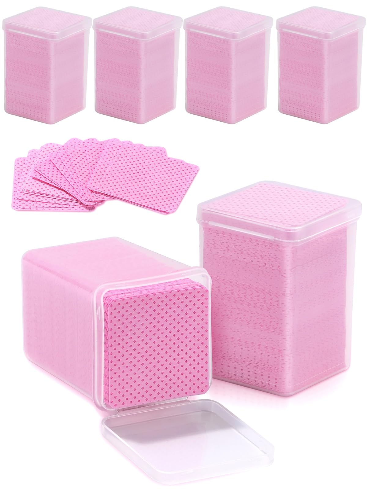 Teoyall Lint Free Nail Wipes, 1200 Pcs Non-Woven Fabric Nail Cleaning Pads Pink Lash Extensions Glue Cleaning Wipes Nail Salon S