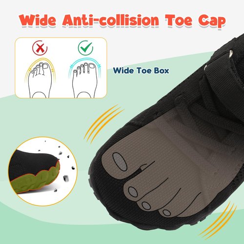 LeIsfIt Kids Girls Boys Shoes Wide Barefoot Shoes Kids Anti-Slip Sneakers Lightweight Hiking Sneakers for Toddler Little Big Kid Black 4 Big Kid