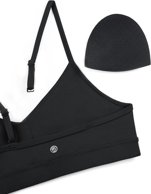 CRZ YOGA Butterluxe V-Neck Sports Bra - Adjustable Thin Straps, Padded Wireless Yoga Top for Women