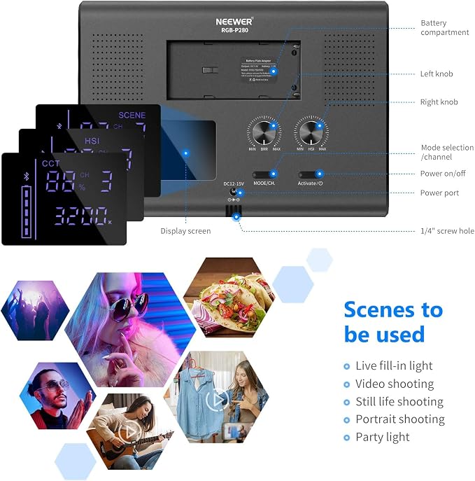 NEEWER 2 Pack RGB Video Light