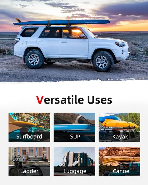 Abahub Soft Roof Rack Pads - Heavy Duty Universal Car Roof Rack System with Straps & Storage Bag | Ideal for Surfboards, Kayaks, Canoes