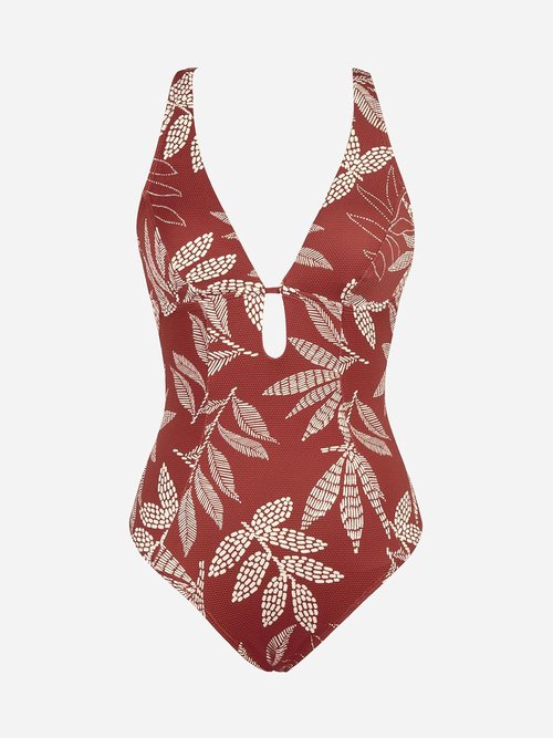 CUPSHE One Piece Swimsuit - Deep V Neck Keyhole Cutout Design | Textured Bathing Suit