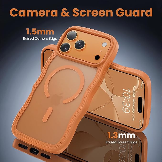 toushion for iPhone 17 Pro Case Cute Orange, Fits MagSafe, Matte Skin Feeling