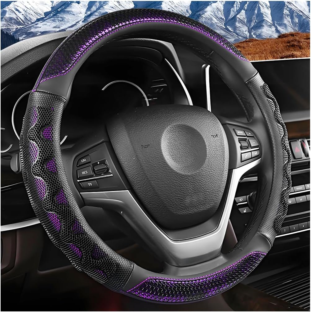 Car Steering Wheel Cover, 3D Honeycomb Anti-Slip Breathable, Black