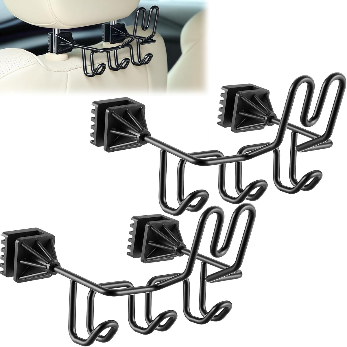 Hard Hat Holder for Truck Car Helmet Organizer, Triple Hooks, Black, 1 Pcs