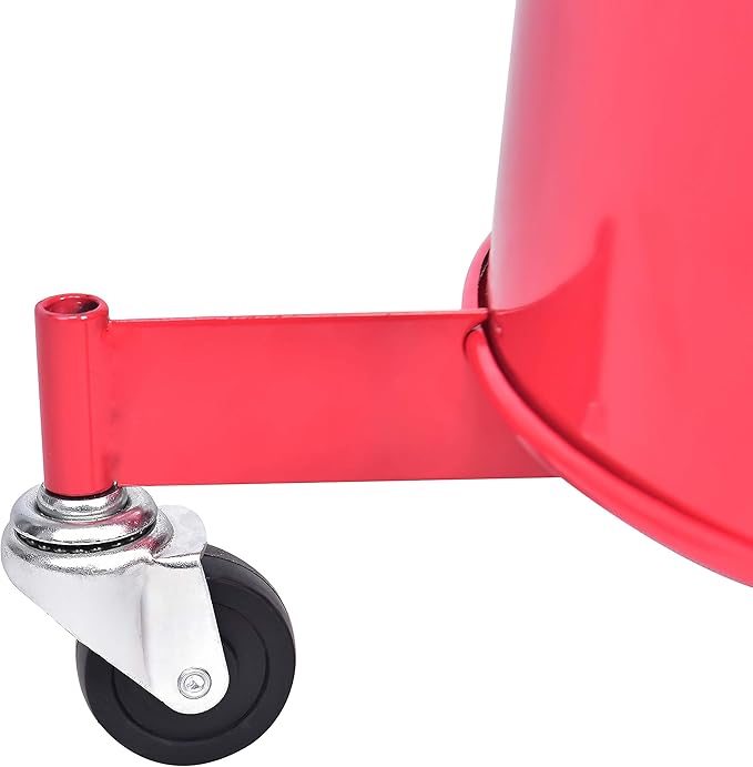 5 Gallon Oil Drian Portable Steel Oil Drain, Waste Oil Drain with Wheel, Adjustable Height, Red (AODT-5)