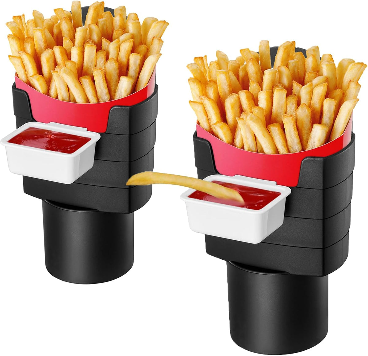 French Fry Holder for Car Multi-Purpose Fast Food Drink Cup Holder Expander Car Storage Box Holder with Dipping Sauce Holder