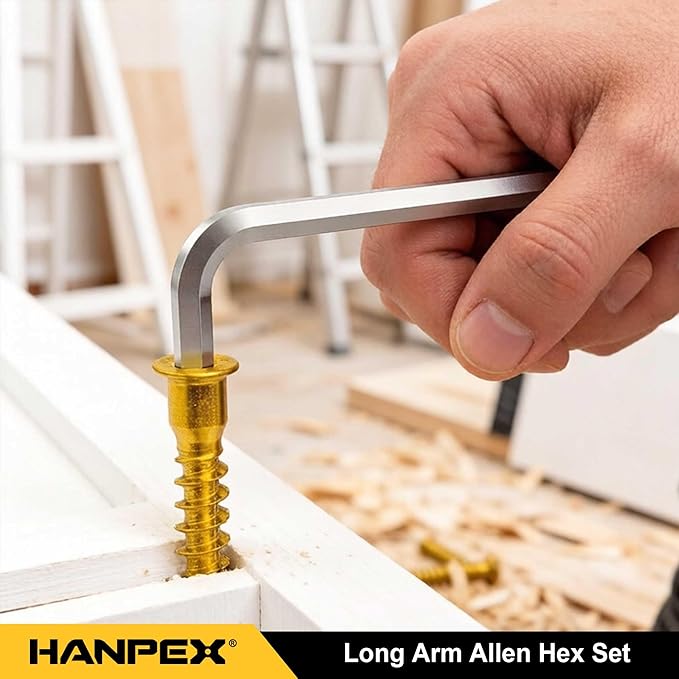 Long Arm Hex Key Allen Wrench Set with Ball End, Ball-End Hex Allen Key, Allen Wrench Set Chrome Vanadium Steel(Cr-V), Tamperproof TORX L- Key Set (9Pc Imperial)