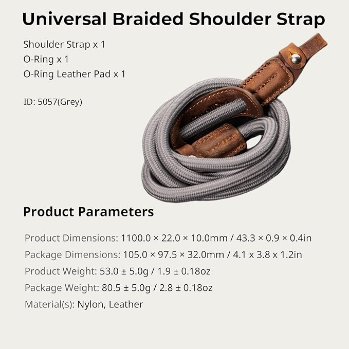 SMALLRIG Rope Camera Neck Shoulder Strap, Adjustable Braided Shoulder Strap