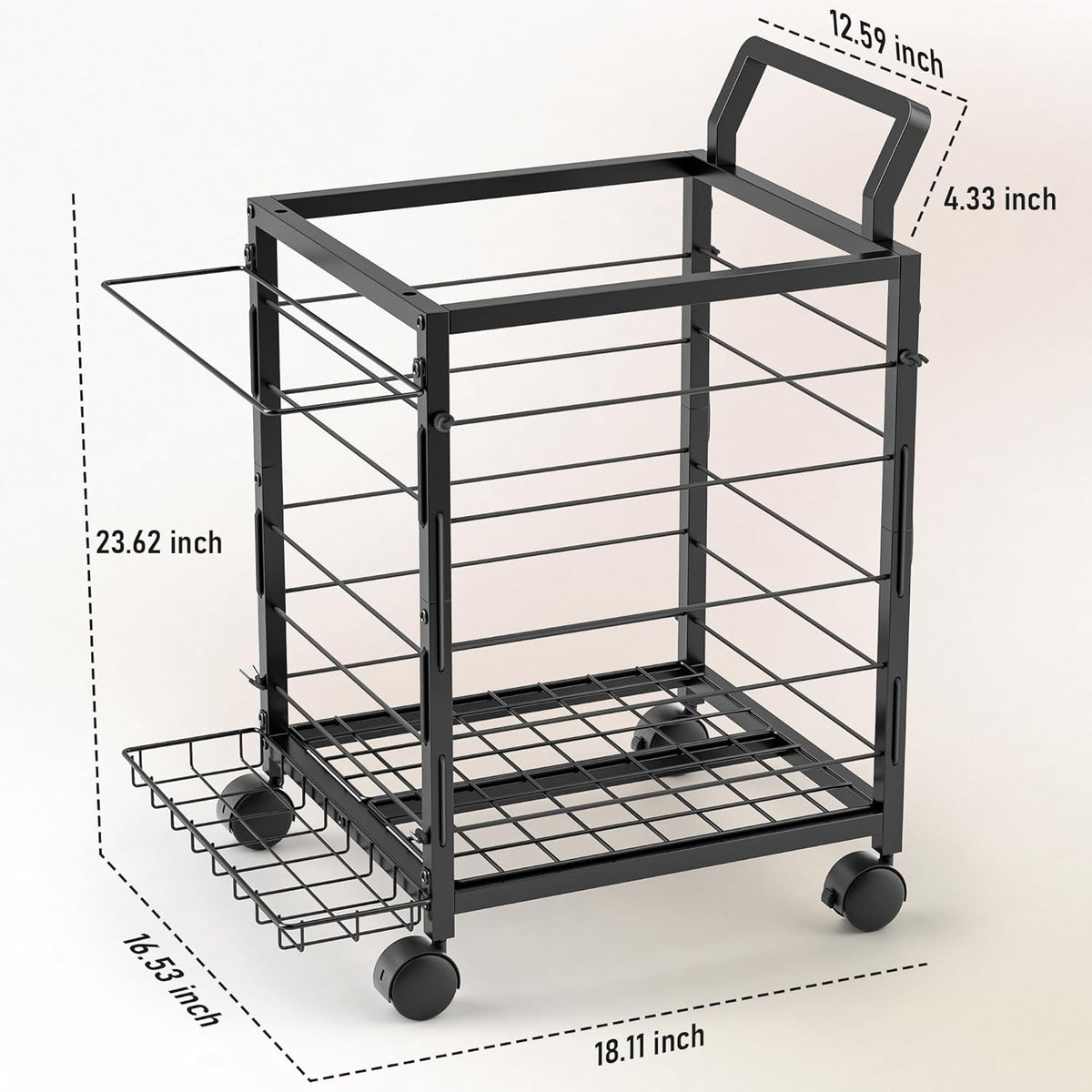 Skiennix Sports Equipment Garage Organizer - Upgraded Ball Storage Rack with Wheels | Black