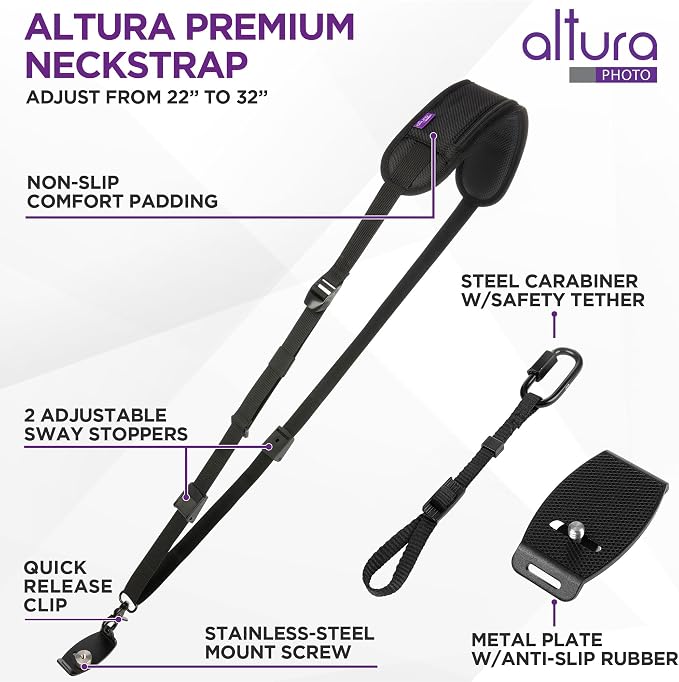 Altura Photo Camera Strap with Quick Release & Safety Tether