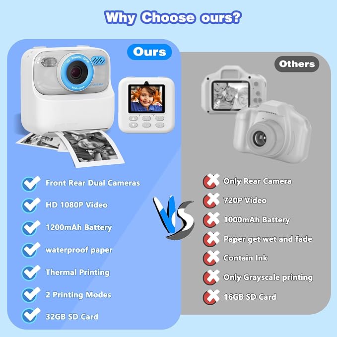 masterbee Kid Camera Instant Print Photo, Birthday Gifts
