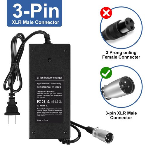 24V(Max 29.4V) 2A 3-Pin XLR Charger for Electric Scooter Go-Go Elite Traveller, Plus HD US, Ezip Mountain Trailz, Jazzy Power Chair,Shoprider,Schwinn S300 S350 S400 S500 S650,Pride Mobility