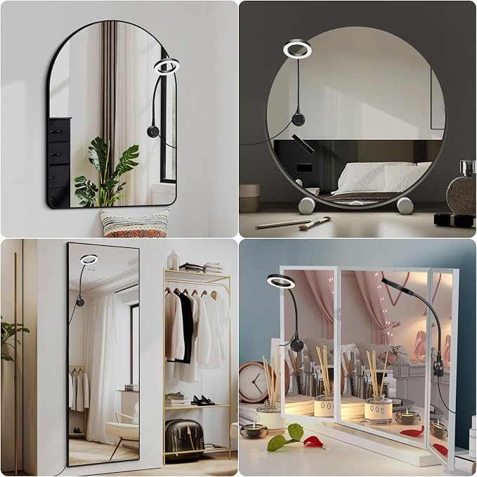 Suction Cup LED Vantiy Lights for Mirror, Flexible Gooseneck Stick on Selfie