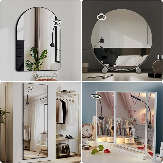 Suction Cup LED Vantiy Lights for Mirror, Flexible Gooseneck Stick on Selfie