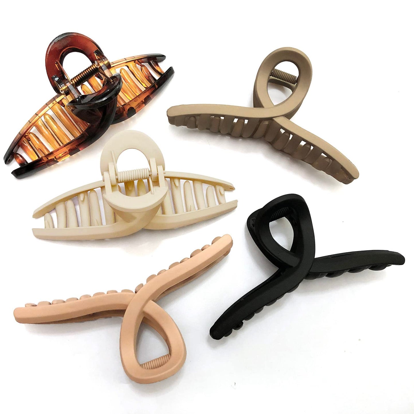 Nalodu Hair Claw Clips Large 4.3 Inch No Slip Big Matte Glossy Butterfly Clip For Thin Fine, Medium Thick Hair Women, 5 Pack