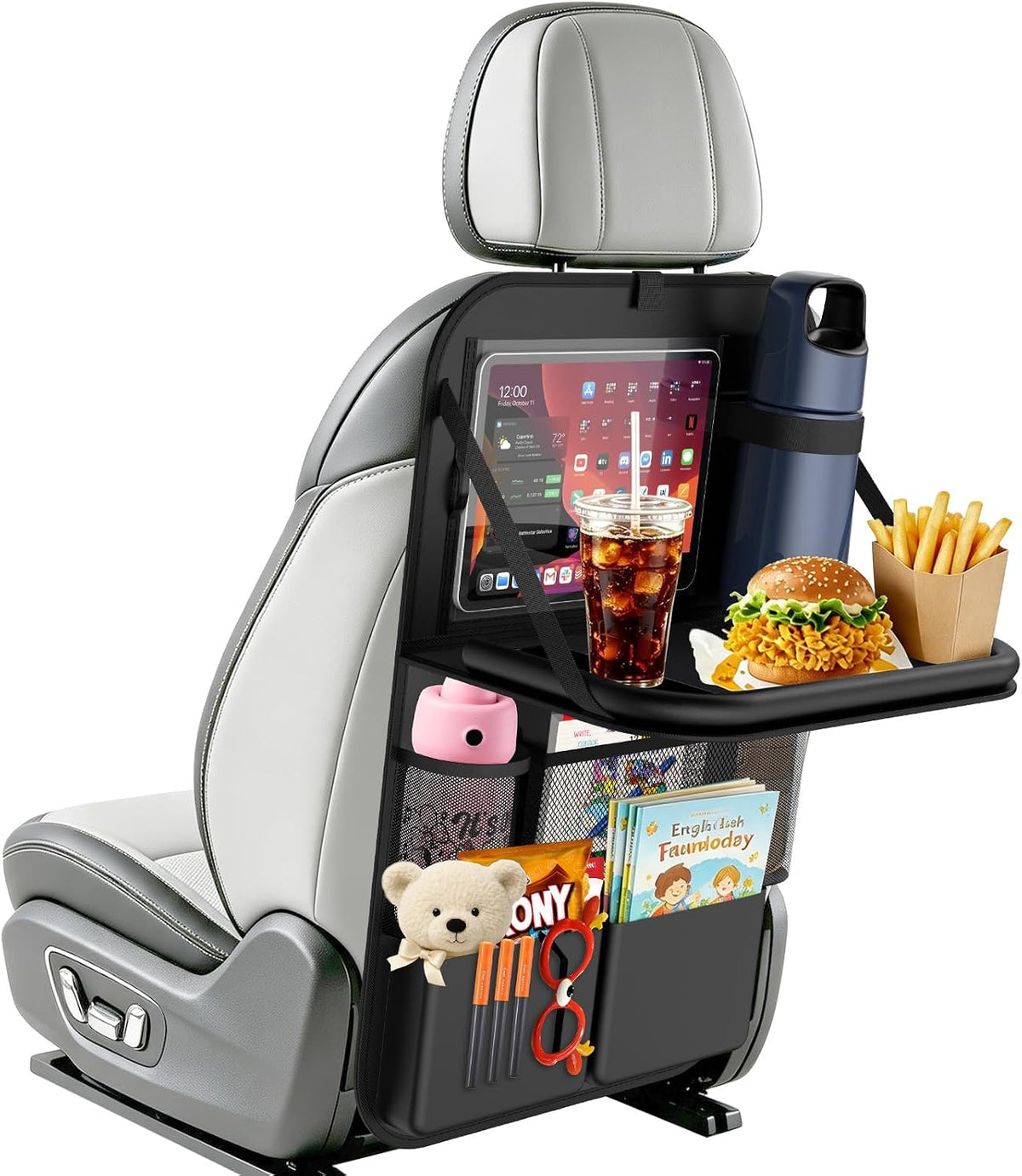 Car Backseat Organizer with Foldable Table Tray (2 Pack)