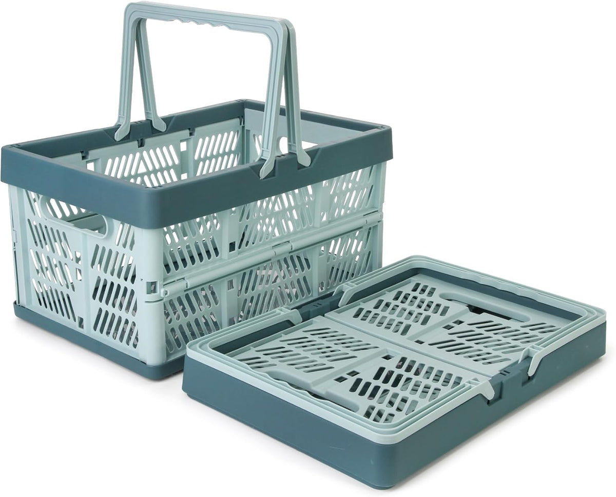 Domiella 2-Pack Foldable Storage Baskets, 20L Collapsible Crates PP Pink