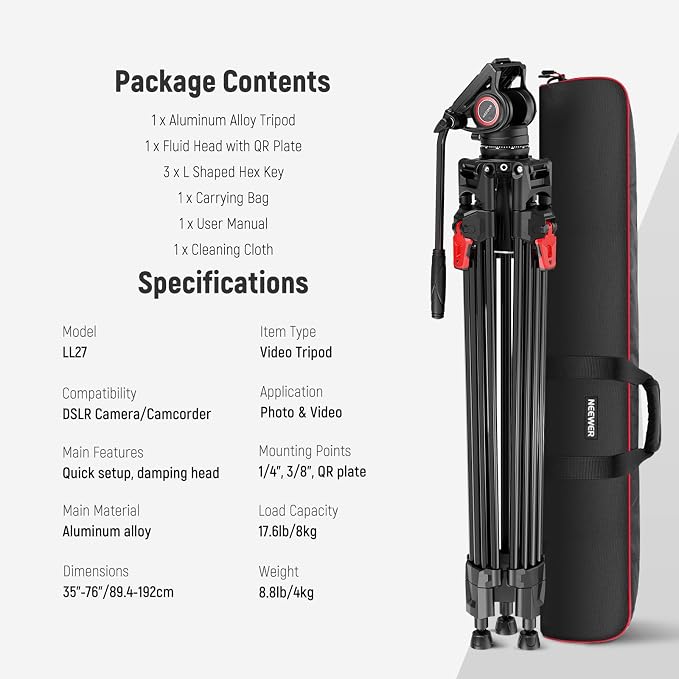 NEEWER 76" Video Camera Tripod