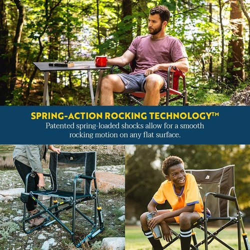 GCI Outdoor Freestyle Rocker Camping Chair - Portable Folding Rocker with Durable Armrests & Drink Holder - Royal Blue