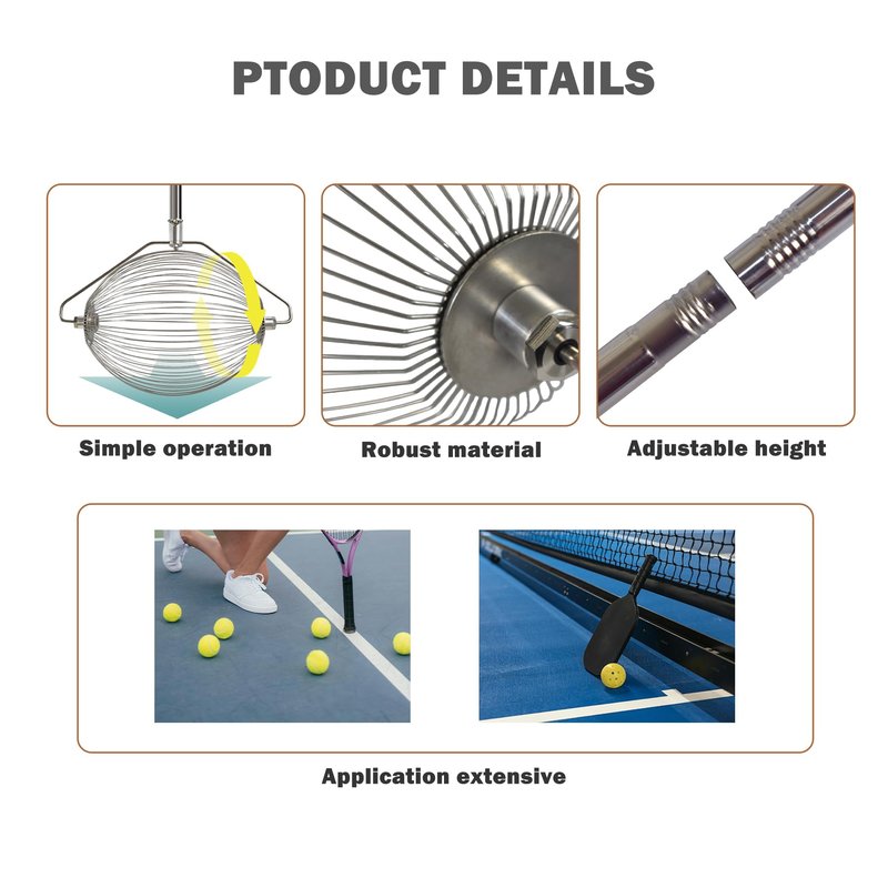 Voodans Tennis Ball Hopper Padel Balls Retriever Machine Ball Picker Upper Thrower Shagger Saver Collector