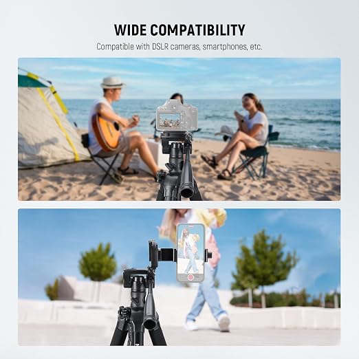 NEEWER Basics TP05 74" Video Tripod Monopod, 3 Way Pan Tilt Head Phone Holder