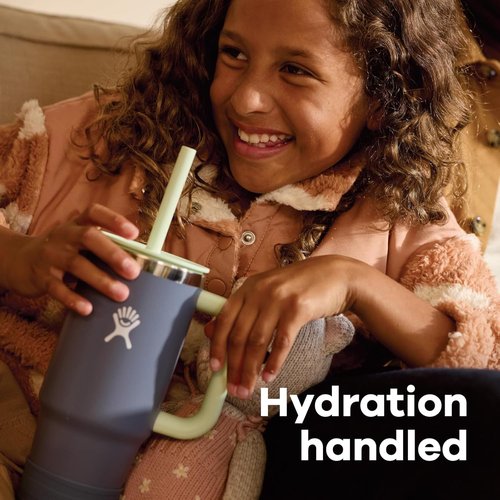Hydro Flask Kids 24 Oz Travel Tumbler - Insulated Stainless Steel with Handle, Lid & Straw in Coconut Cream